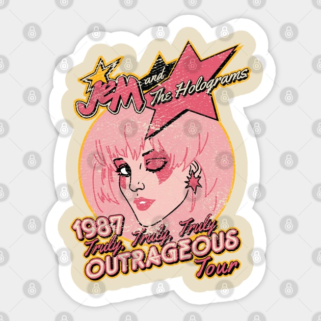 Jem and The Holograms Tour - Distressed Sticker by Nazonian